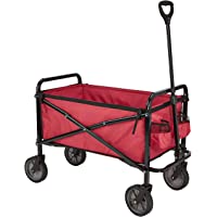 Los mejores  - Amazon Basics - Carreta plegable para jardín y aire libre con bolsa de cubierta- rojo